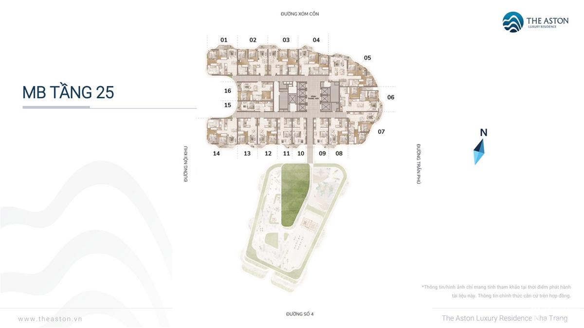 Bảng Giá Chung cư The Aston Nha Trang tháng 4/ 2021 56 Mặt bằng dự án căn hộ chung cư The Aston Nha Trang Đường Xóm Cồn chủ đầu tư DKRH
