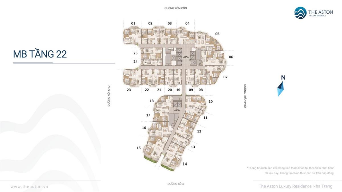 Bảng Giá Chung cư The Aston Nha Trang tháng 4/ 2021 53 Mặt bằng dự án căn hộ chung cư The Aston Nha Trang Đường Xóm Cồn chủ đầu tư DKRH