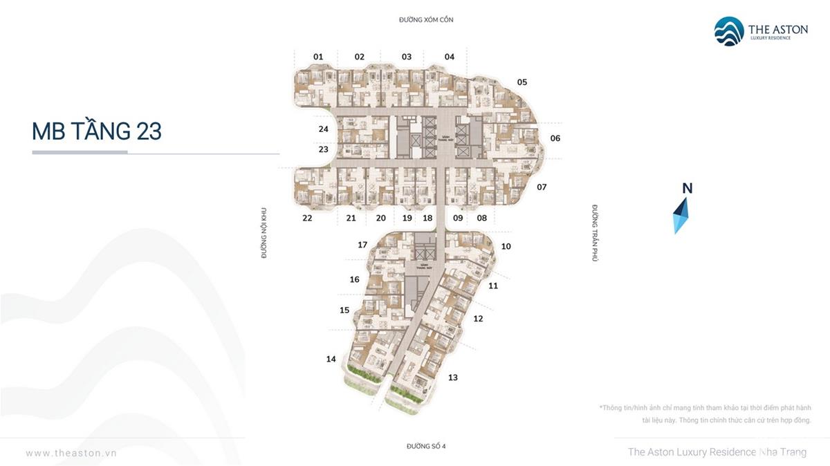Bảng Giá Chung cư The Aston Nha Trang tháng 4/ 2021 54 Mặt bằng dự án căn hộ chung cư The Aston Nha Trang Đường Xóm Cồn chủ đầu tư DKRH